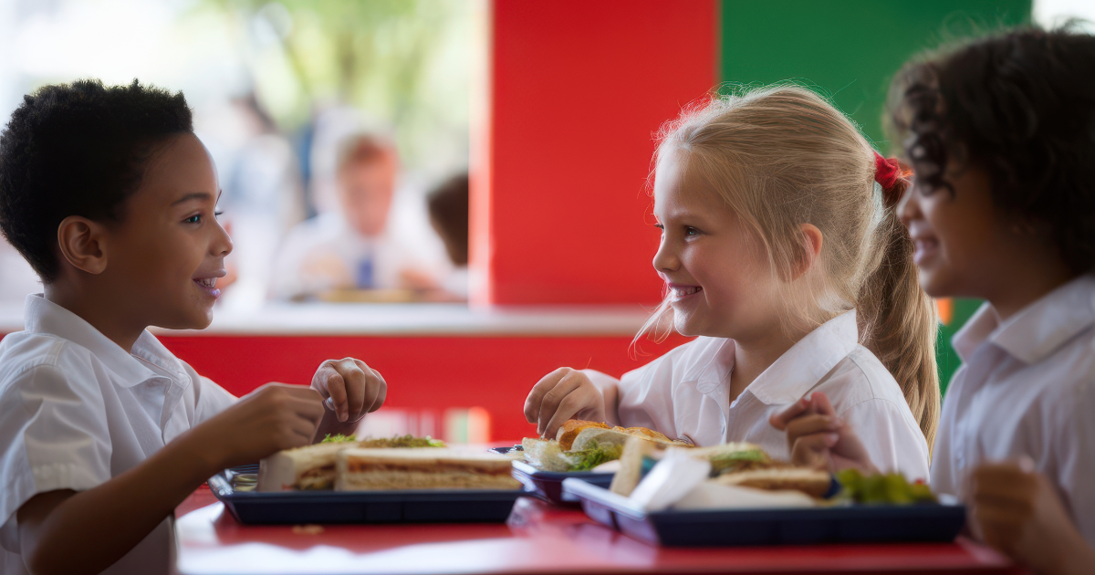 Raising Healthy Eaters with Children Eating a Healthy Lunch at School