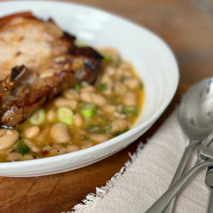Pork Chop with Warm Butter Bean Salad